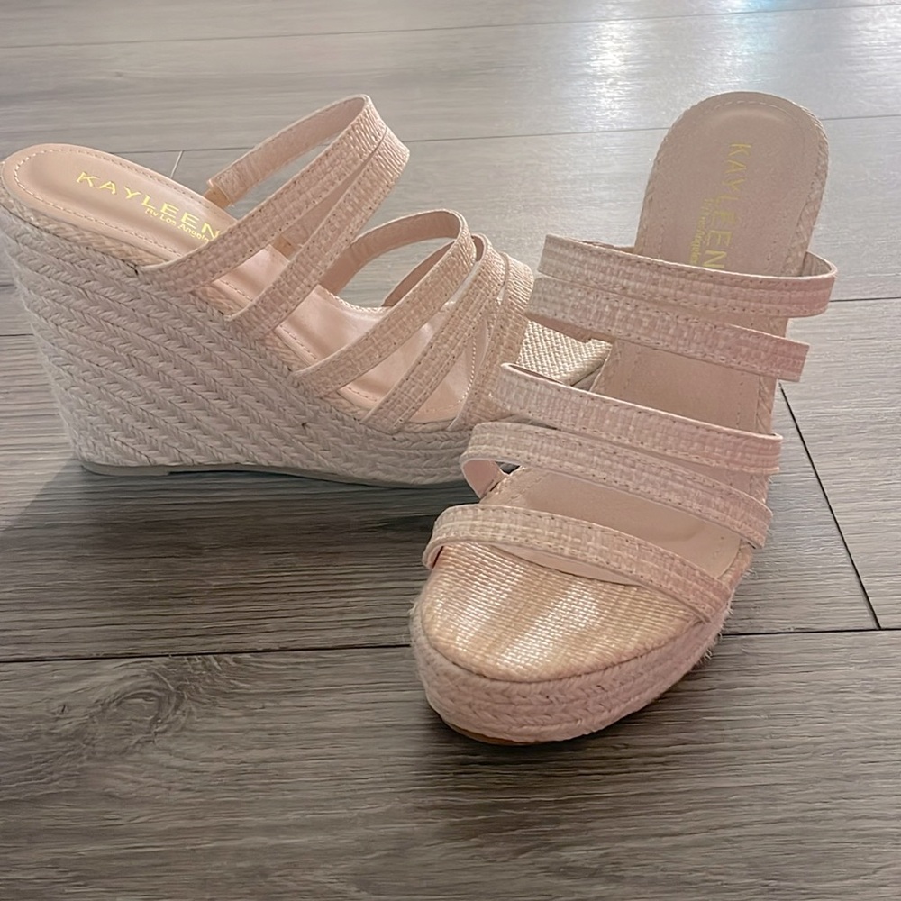 Nude color, new/worn once Kayleen by Los Angeles Size 6 wedges